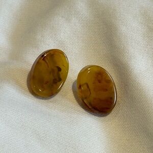 Amber Oval Resin Earrings - Honey Brown